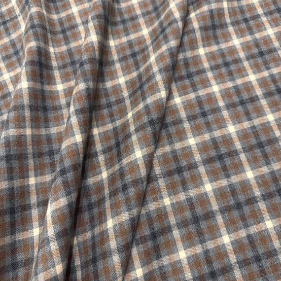 karierter Flanell Baumwolle & Schurwolle in Grau Beige Braun – hochwertige Meterware für Blusen, Hemden, Kleider – kuschelig weich und warm