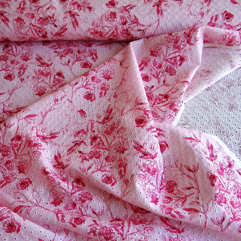 Embroidered Cotton Fabric Etsy