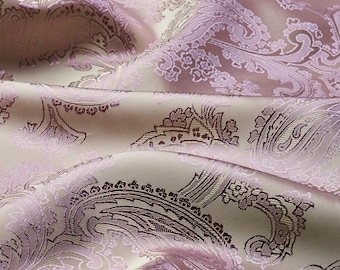 Jacquard Futterstoff Goldbeige & Rosa – Bicolor Futter mit Paisleymuster für Kleider, Röcke, Blazer und Jacken