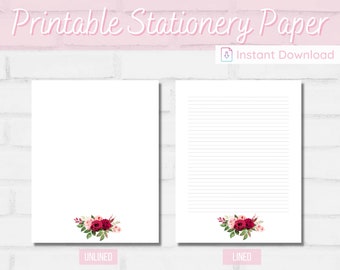 Pink Roses Printable Stationery Paper for Letter Writing
