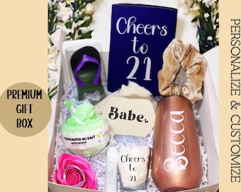 21st Birthday Gift for Her Cheers to 21 Happy 21st Birthday Wine Tumbler Gifts for Women Personalized 21st Birthday Gift Box Legal AF