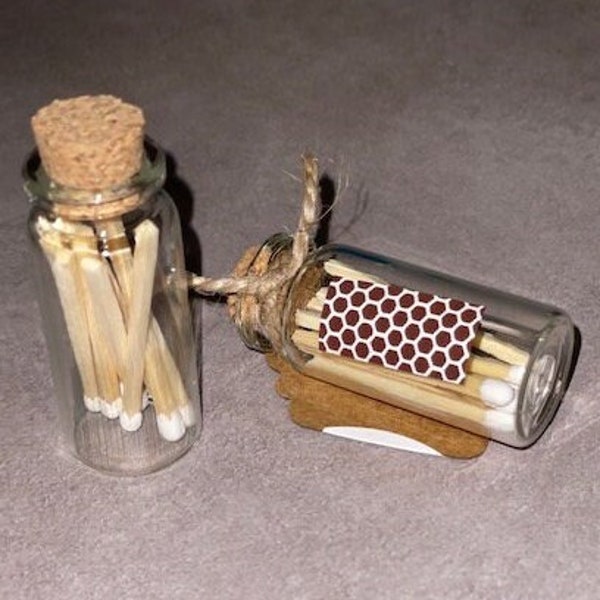 Build A Box ADD ON Apothecary Matches in Cork Bottle Matchstick Jar Strike on Bottle Glass Vial Cute Decor Matches for Candles