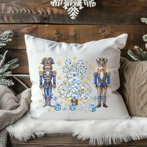 Watercolor Nutcracker Pillow, Blue Christmas Pillow, Christmas Throw Pillow, Holiday Pillow, Christmas Pillow, Nutcracker Soldiers decor