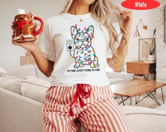 French Bulldog Christmas Dog Mom Sweatshirts, Holiday Xmas Party Dog Graphic Tees for Dog Owner, Christmas Frenchie Gifts for Dog Dad