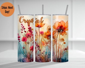 Vaso de nombre personalizado, vaso de nombre floral personalizado, regalo para ella, vaso de nombre floral, regalo de vaso, vaso floral