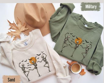 Fall Shirt, Dancing Skeleton Shirt, Happy Halloween T-shirt, Halloween Tee sweatshirt, halloween costume shirt, womens halloween shirt gift