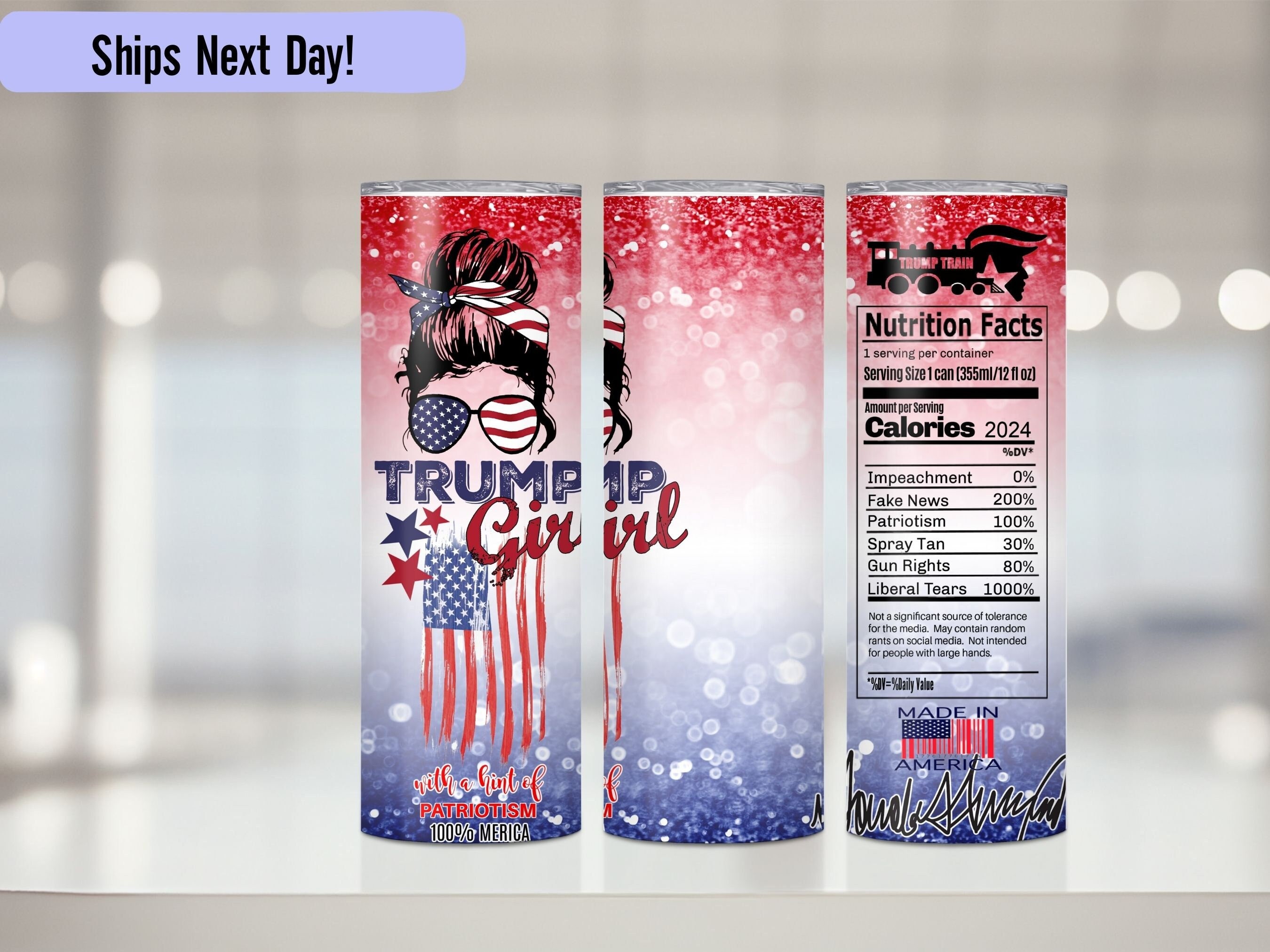 20oz Skinny Tumbler Trump USA Flag Png Graphic by DesignstyleAY