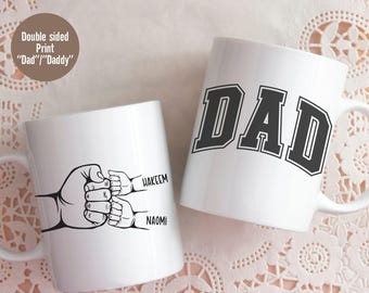 Taza para papá, taza para papá, taza para papá con puños, regalos de cumpleaños para papá de niños, taza personalizada para papá, regalo para papá de niños