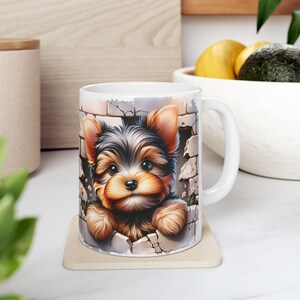 Whimsical Yorkie Art Ceramic Mug | Perfect for Yorkshire Terrier Pet Lovers Dog Appreciation Gift, Coffee Lover Decor, Cute Housewarming Mug