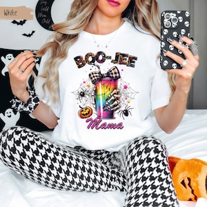 Halloween Boo Jee Mama Tshirt Bougie Gift For Her, Halloween Skull Skeleton, Halloween Coquette Bow, Halloween Mom Ice Coffee, Pumpkins
