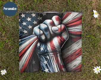 USA Patriotic American Flag Custom Tumbler, July 4th Independence Day Tumbler Travel Mug, 4th of July Gift, USA Tumbler Cup
