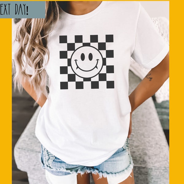 Retro Checkerboard Vampire Spooky Vibe Shirt Halloween T-shirt Cool Halloween shirt Funny Halloween shirt Halloween Tee Smiley Spooky Shirt