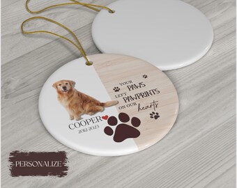 Adorno conmemorativo para perro, adorno personalizado con foto de perro, regalos conmemorativos para mascotas, adornos navideños para perros, recuerdo de la pérdida de un perro, adorno "Forever Loved"