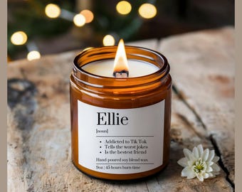 Personalized Name Dictionary Candle, Name definition candle, custom funny birthday gift, Christmas best friend gift, Novelty Candle