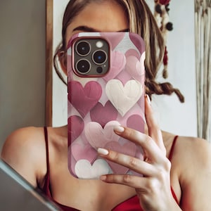 Valentines Day Pink Heart iPhone Tough Case - Cute Love Heart Cover, Romantic Gift, Protective Phone Case, Valentine&#39;s Day Gift, Pink Heart