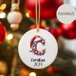 Ornamento inicial personalizado - Ornamento de nome de letra - Ornamento de família 2024 - Personalizado - Presente de Natal - Lembrança de família - Ornamento de monograma