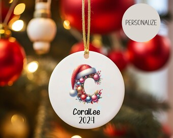 Custom Initial Ornament - Letter Name Ornament - 2024 Family Ornament - Personalized - Christmas gift - Family Keepsake - Monogram Ornament