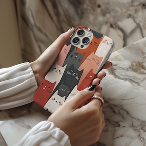 Funny Cat Phone Case - Aesthetic Kitty Art Meme Cover fit for iPhone 16 Pro Max 15 14 13 12 11 Plus, Samsung S24 Ultra S23 S22 S21 S20