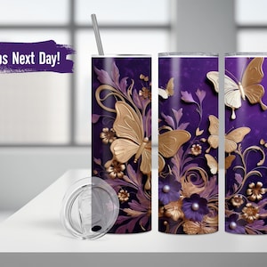 Purple Butterfly Tumbler Personalized Butterfly Gifts Butterfly Tumbler Cup With Straw Butterfly Gifts For Women Butterfly Lover Gifts