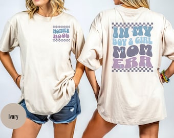 In My Boy & Girl Mom Era Comfort Colors Shirt, Boy Mom Shirt, Boy Mom Club, Mom Of Boys, Mom Shirt Girl Mom Tshirt  Mama Era Retro Print