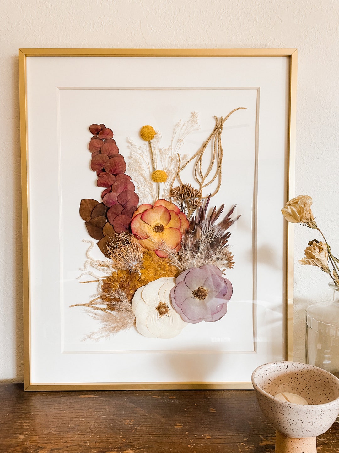 Custom Pressed Flower Arrangement Preserved Flowers Wedding Bridal ...