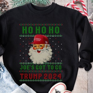 Trump 2024 Christmas Sweatshirt Santa MAGA Ugly Christmas Sweater, Trump Xmas Shirt, Anti-Biden Hoodie, Funny Political Christmas Gift