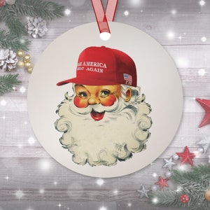 Make Christmas Great Again Metal Christmas Ornaments, MAGA Christmas Ornament, Trump Gifts, Pro Trump Ornament