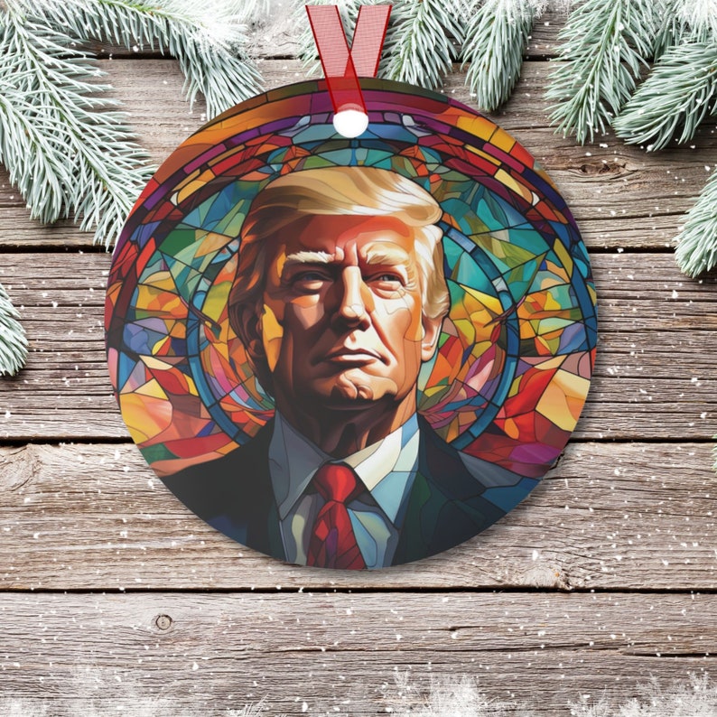 Donald Trump Metal Christmas Ornament, Trump Metal Ornament, Trump