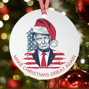 Trump Santa Make Christmas Great Again Metal Christmas Ornament, Donald Trump Christmas Ornament, Trump Gifts, Pro Trump Ornament