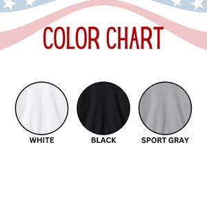 May include: Color chart showing three t-shirt colors: white, black, and sport gray.