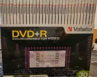 Verbatim DVD+R 4.7 GB/Go 30 Pack Slim Cases New in Original Packaging