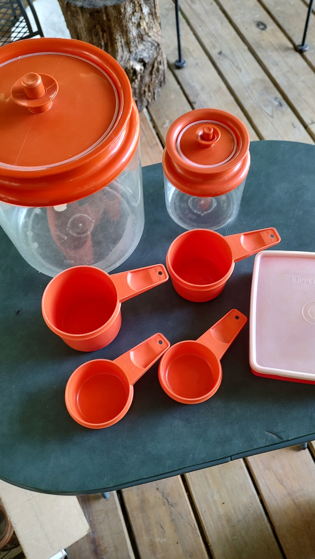 Four Tupperware Items. Small & Large Canisters Measuring Etsy