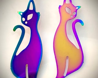 Color Shift Kitty Earrings with Sterling Silver ear wires