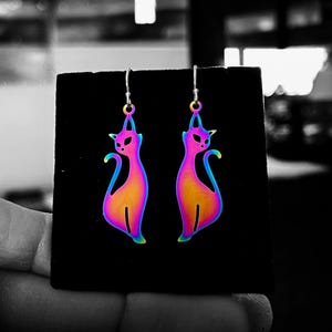 Pink/Purple tones Color Shift Kitty Earrings