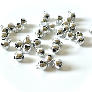 Silver Jingle Bells: High Quality Brass DIY Charms for Christmas Crafts (10x8x8mm)