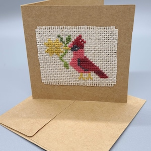 Carte de mini-note Cardinal cousue en croix