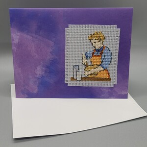 Cross Stitched Mixing Lady Note Card
