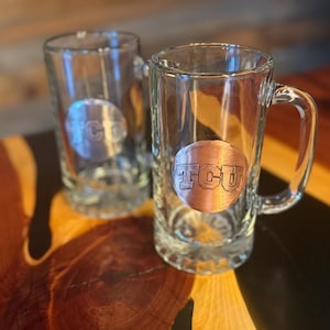 Beer mug with TCU hand forged medallion