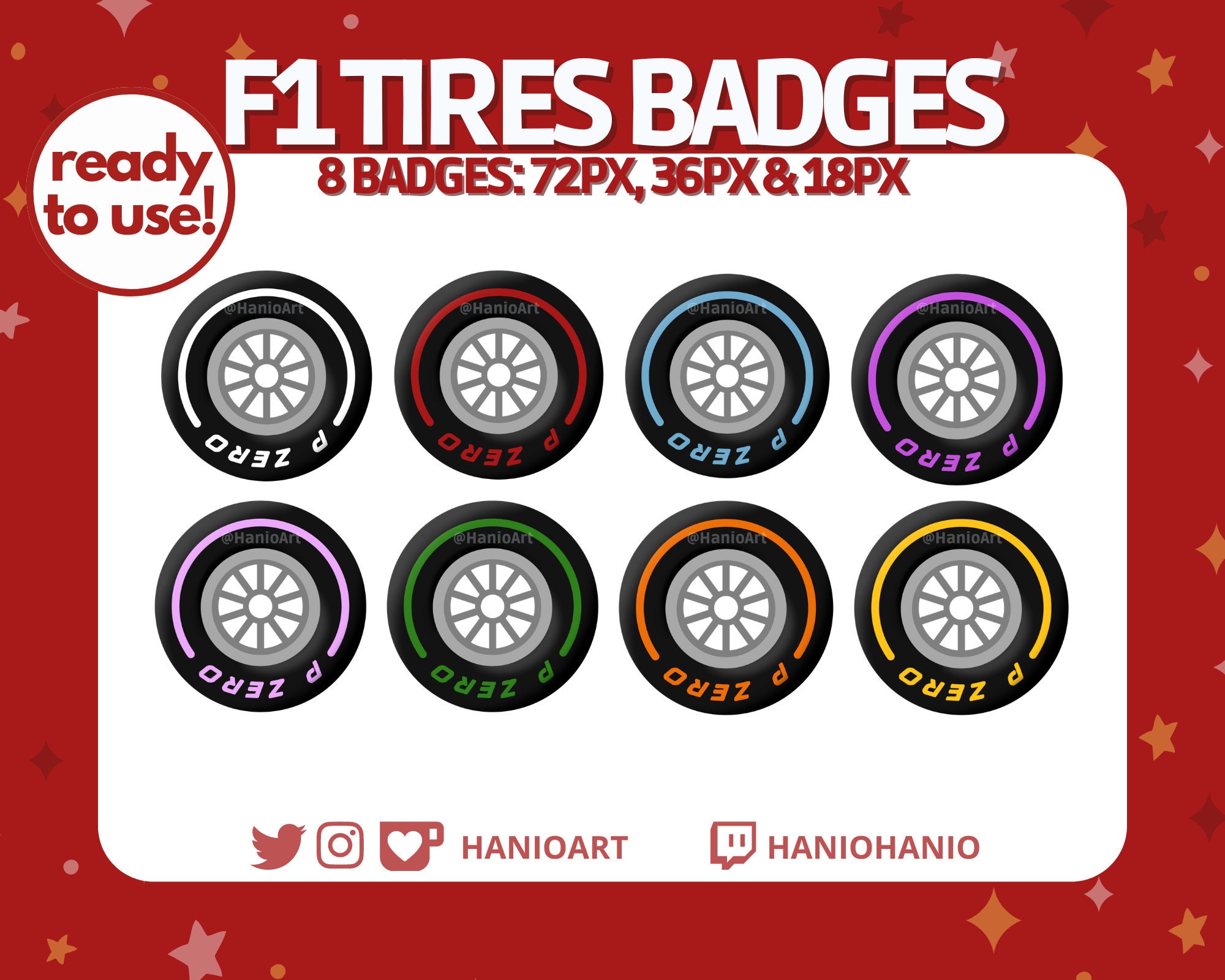 Formula 1 Tire Sub and Bit Badges for Twitch