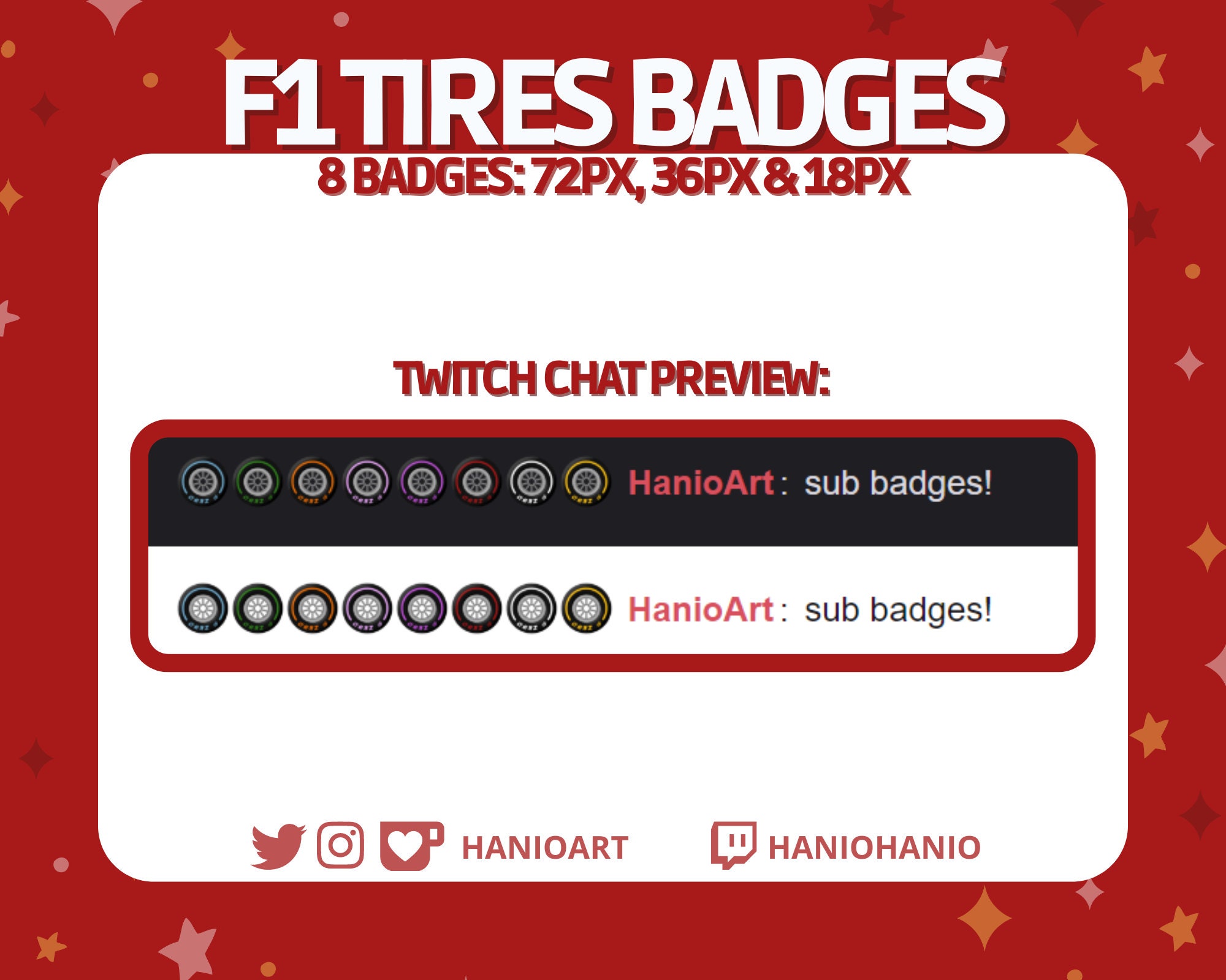 Formula 1 Tire Sub and Bit Badges for Twitch