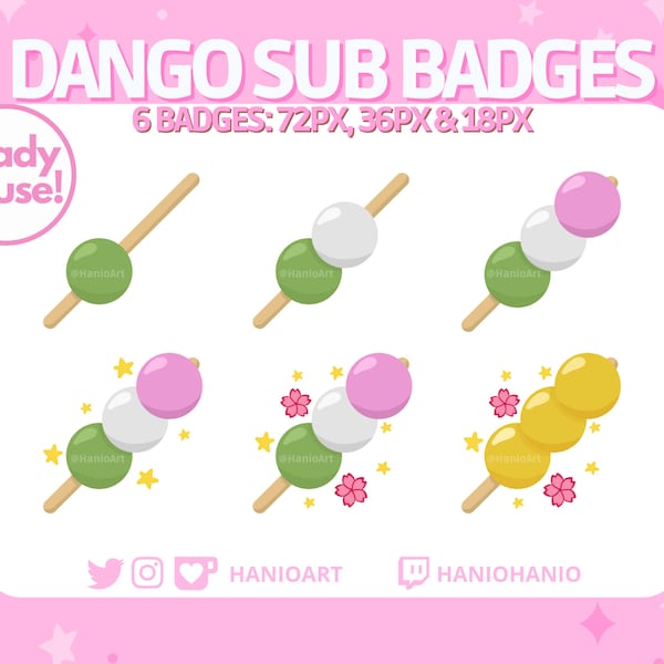 Japanese Dango Sub & Bit Badges for Twitch