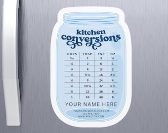 Customizable Kitchen Conversion Magnets, Kitchen Fridge Magnets, PERSONALIZABLE Business Real Estate Marketing, Business Realtor Giveaways