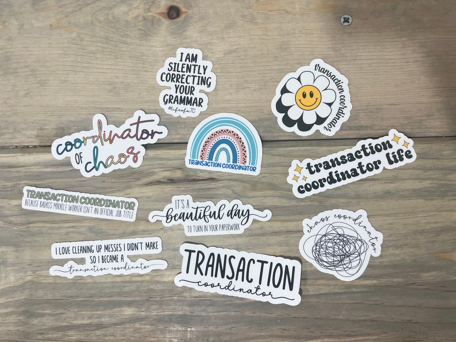 Transactional Writing Sticker Transaction Coordinator 10-sticker Pack, White or Clear, TC Decal ...