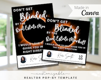 Étiquettes Pop-By Solar Eclipse, MODÈLE MODIFIABLE, Agent immobilier, Référence, Marketing immobilier, Agriculture, Étiquette Pop-By, Étiquette cadeau Solar Eclipse
