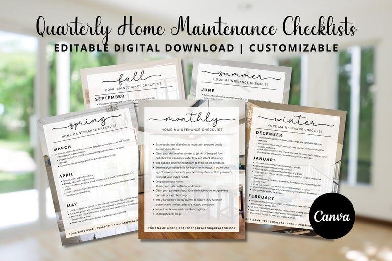 EDITABLE Seasonal Home Maintenance Checklist for Real Estate Agents ...