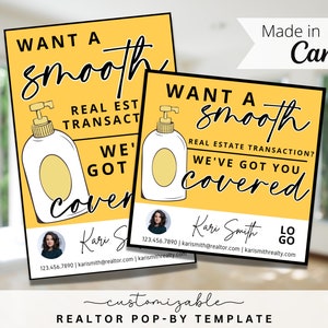 Lotion Summer Themed Pop-By Tags (4x6), EDITABLE TEMPLATE, Realtor, Referral, Real Estate Marketing, Canva, Farming, Smooth Transaction Tag