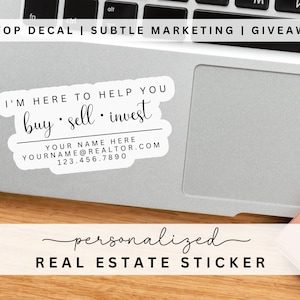 PERSONALIZED Real Estate Sticker, Real Estate Decal, Vinyl Sticker, Laptop Sticker, Realtor Sticker, Marketing Business Networking Tools