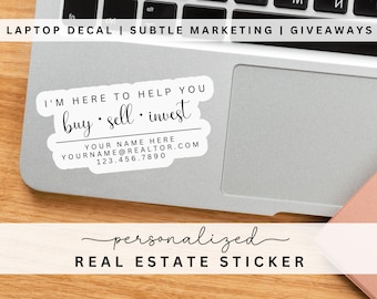 PERSONALIZED Real Estate Sticker, Real Estate Decal, Vinyl Sticker, Laptop Sticker, Realtor Sticker, Marketing Business Networking Tools