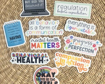 Behavioral Health Sticker Pack, Motivational Stickers, SPED Teacher, Mental Health Stickers, Laptop Water Bottle Decal, SLP, ABA Therapist