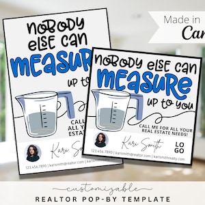 Measuring Cup Pop-by Tags, EDITABLE TEMPLATE, Realtor, Referral, Real Estate Marketing, Canva, Farming, Baking Gift Tag, Kitchen Pop-by Tag